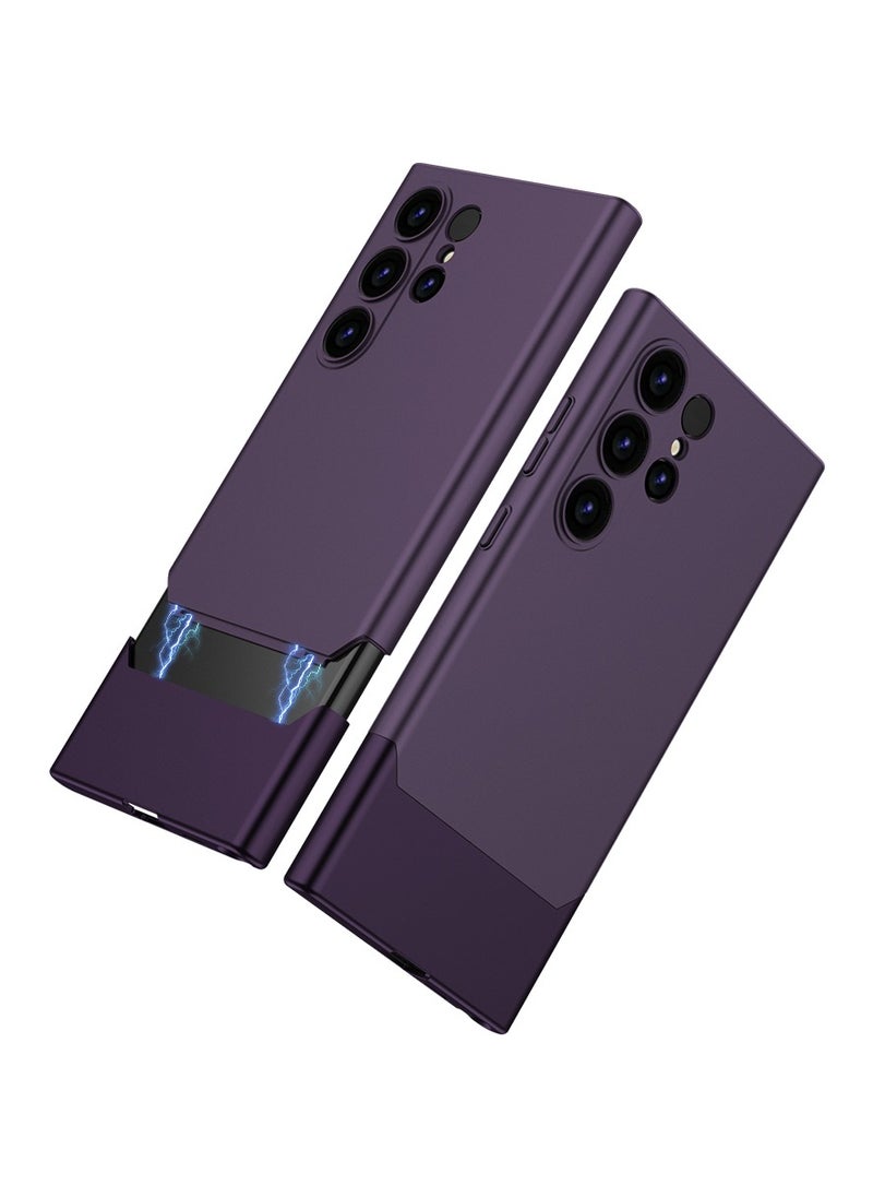 LEEKA Samsung Galaxy S24 Ultra Shockproof Tenon Splicing Structure Case with Drop-Resistant Design - Stylish Anti-Scratch Finish in Maroon  - Image 2