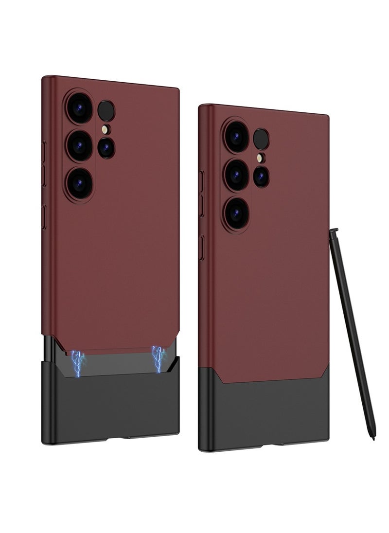 LEEKA Samsung Galaxy S24 Ultra Shockproof Tenon Splicing Structure Case with Drop-Resistant Design - Stylish Anti-Scratch Finish in Maroon  - Image 1