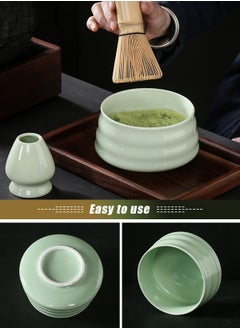 HomarKet Japanese Matcha Set with Whisk and Bowl, 4 Pack Tea Ceremony Accessory Kit, Whisk, Green Ceramic Holder, Traditional Scoop, Perfect to Prepare a Cup of Matcha  - Image 5