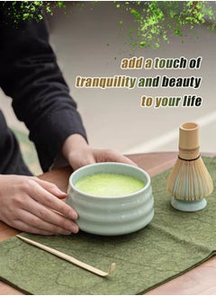 HomarKet Japanese Matcha Set with Whisk and Bowl, 4 Pack Tea Ceremony Accessory Kit, Whisk, Green Ceramic Holder, Traditional Scoop, Perfect to Prepare a Cup of Matcha  - Image 4