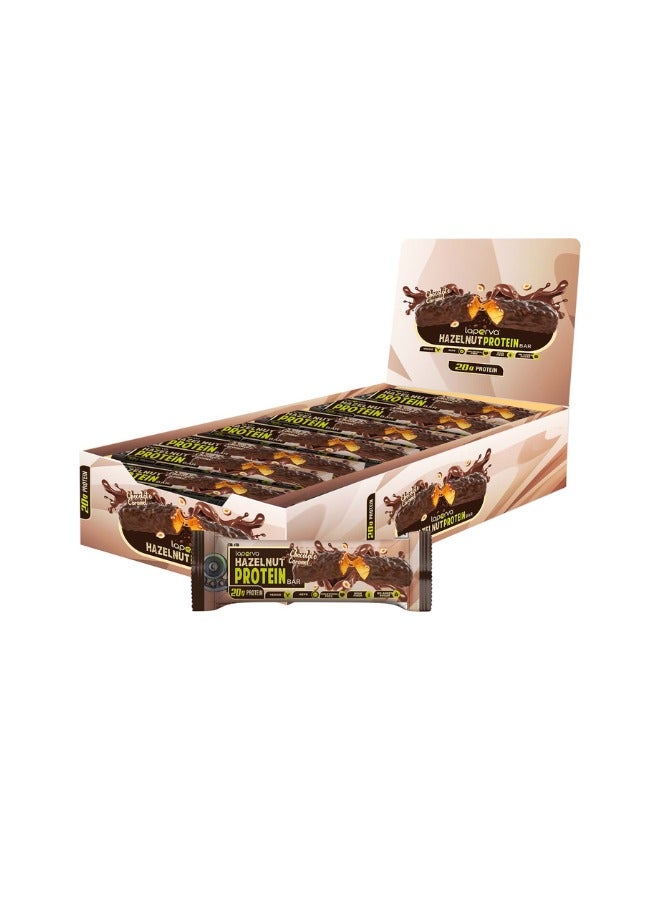 Laperva Hazelnut Protein Bar, Chocolate Caramel, Box of 18 Bars, Veggie