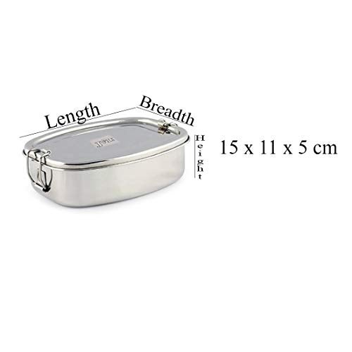 JVL Stainless Steel Lunch Box for Kids, Compact & Lightweight Single Tier Steel Tiffin Box with Locking Clips, Ideal for Kids, School & Office (Deluxe, Small) - Image 2
