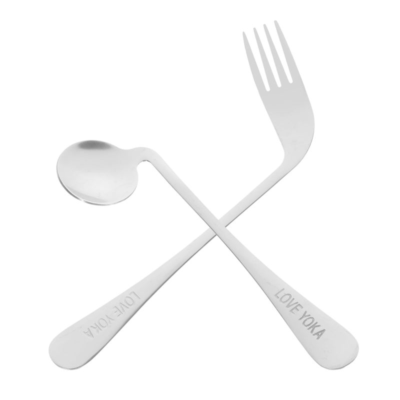 Angled Fork and Spoon Utensil Set Disabled Elderly Patient Food Feeding Aid - Image 2