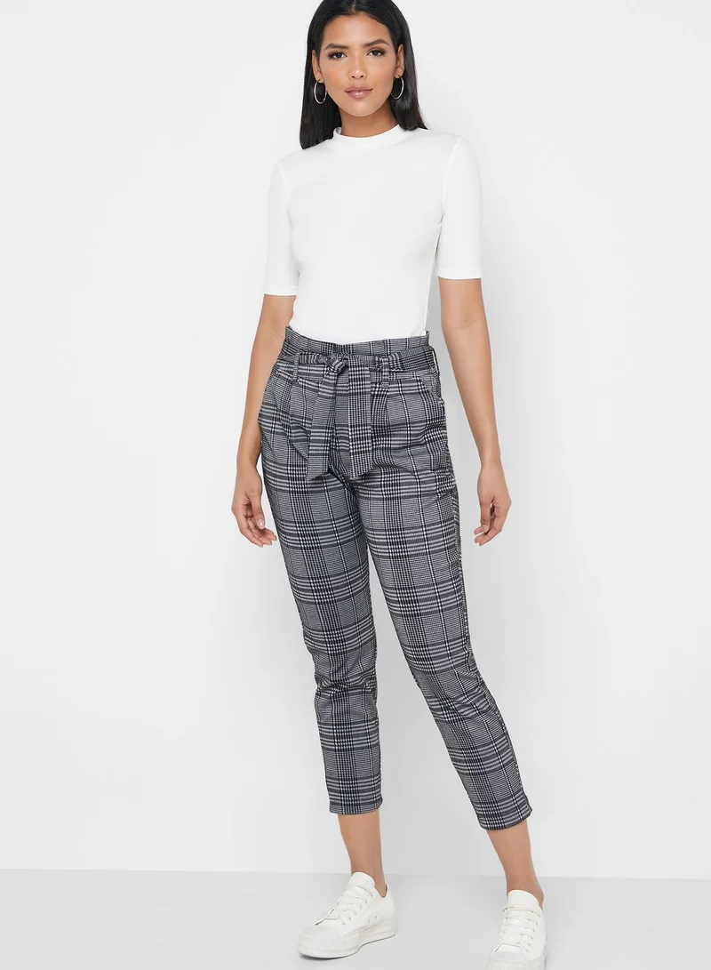VERO MODA Tie Waist Checked Pants