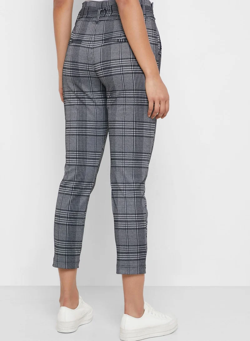VERO MODA Tie Waist Checked Pants