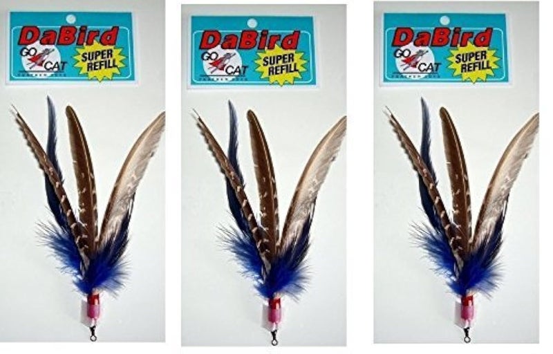 Da Bird GoCat DaBird SUPER Feather Refill, Assorted Colors, Pack of 3 - Image 1