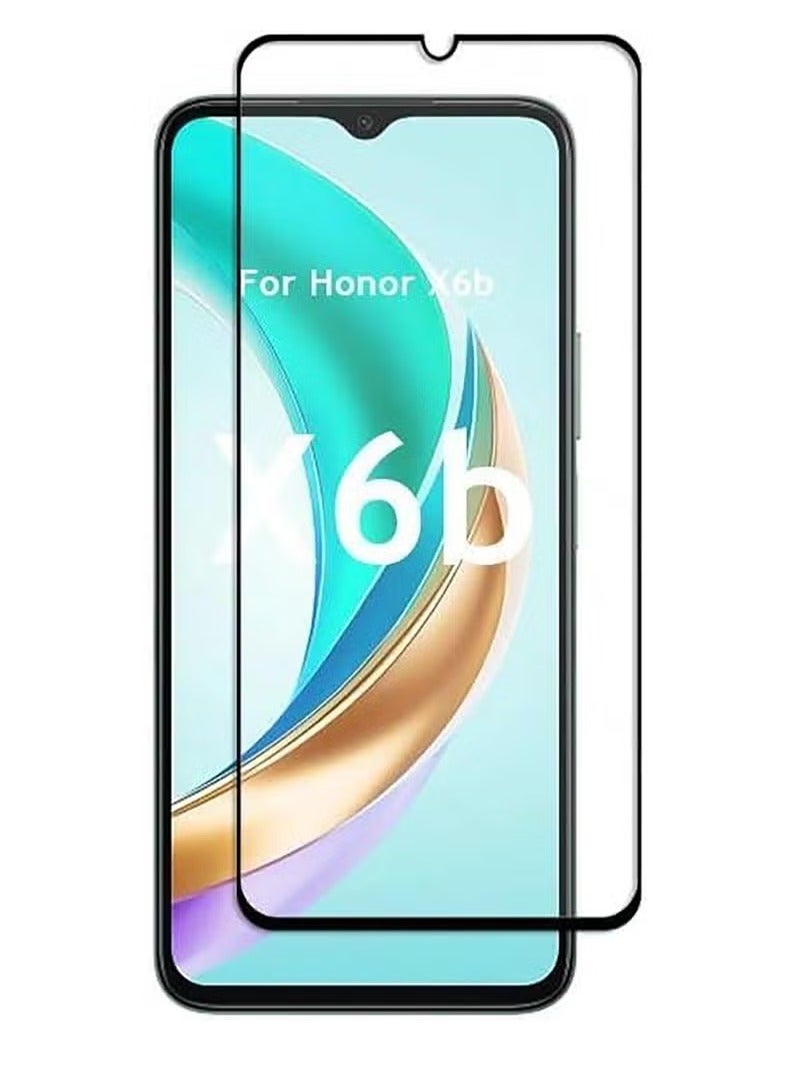 Full Coverage Tempered Glass Screen Protector Compatible with Huawei Honor X6B - Black Frame  - Image 1