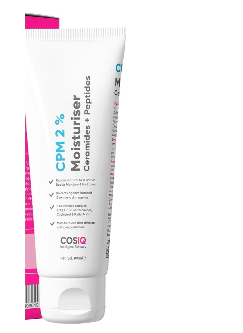 "كوز آي كيو" كريم مرطب Cos-IQ CPM 2% سيراميدات مع ببتيدات لترطيب مكثف وتقوية البشرة | كريم لإصلاح حاجز البشرة | مناسب للبشرة الدهنية والجافة والعادية والحساسة | 100 مل - Image 1