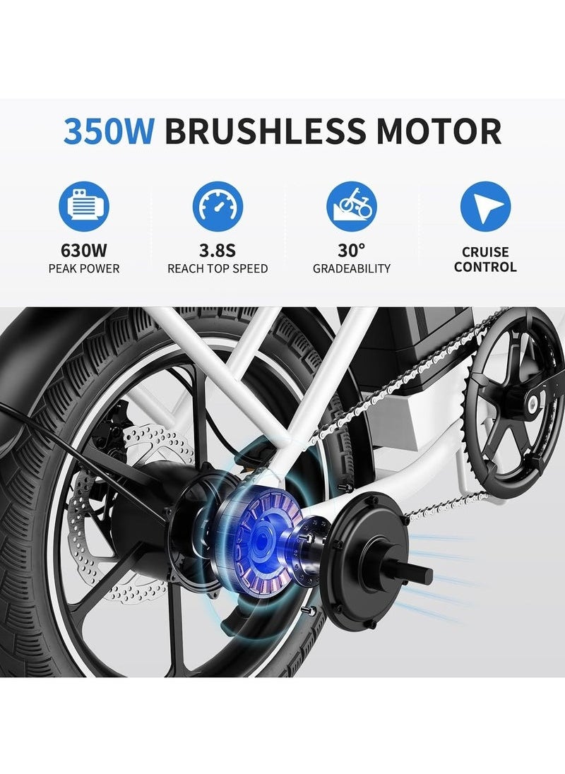 Wind Horse Folding Electric Bike with 350W High Speed Motor, 36V 8AH Battery, 40 KM/H Speed, 35 KM Range, Dual Disk Brakes, Carbon Alloy Frame and 16 Inches Tires, Front Suspension Fort, Portable Electric Bike with Dual Seat  - Image 2