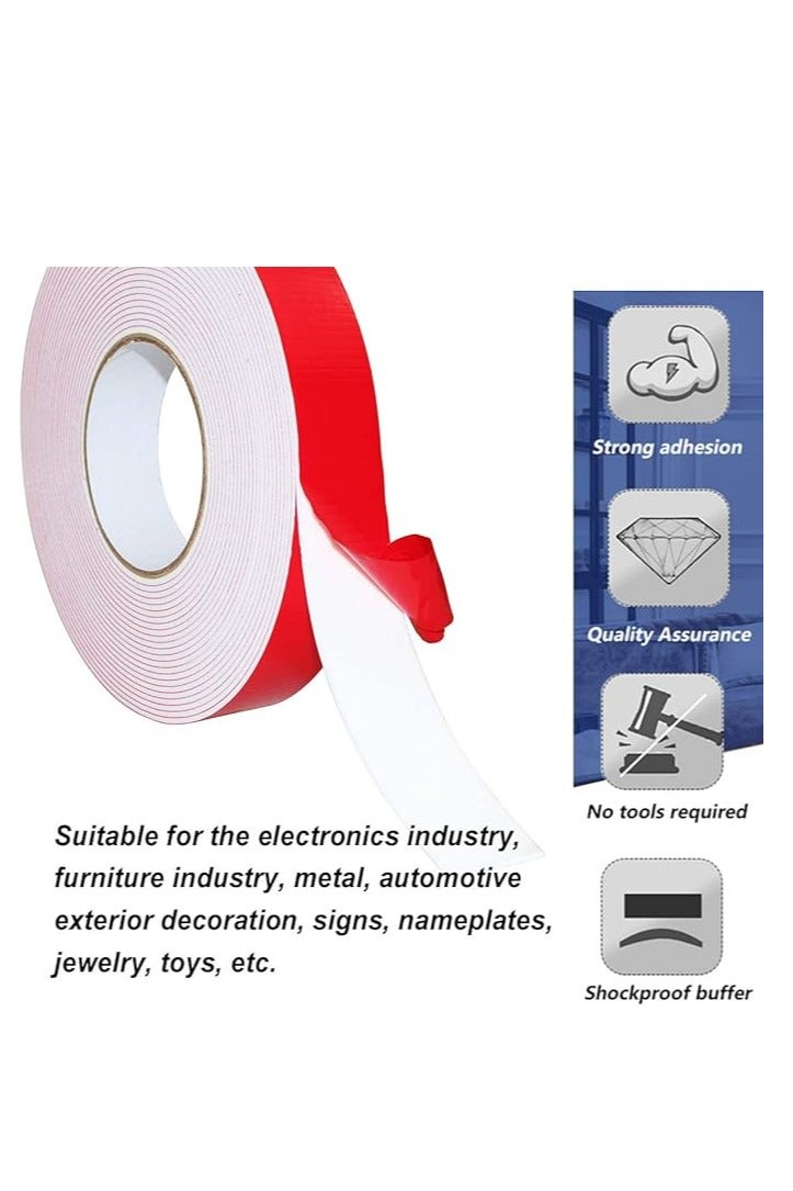 Midwest شريط لاصق رغوي مزدوج الجوانب، 1" × 5 ياردات، شريط لاصق قوي مقاوم للعوامل الجوية للاستخدام الداخلي والخارجي، للتثبيت في السيارات، الزينة والتشطيب، شريط تشطيب السيارة، ديكور المنزل، إطار الصور (أحمر) - Image 3