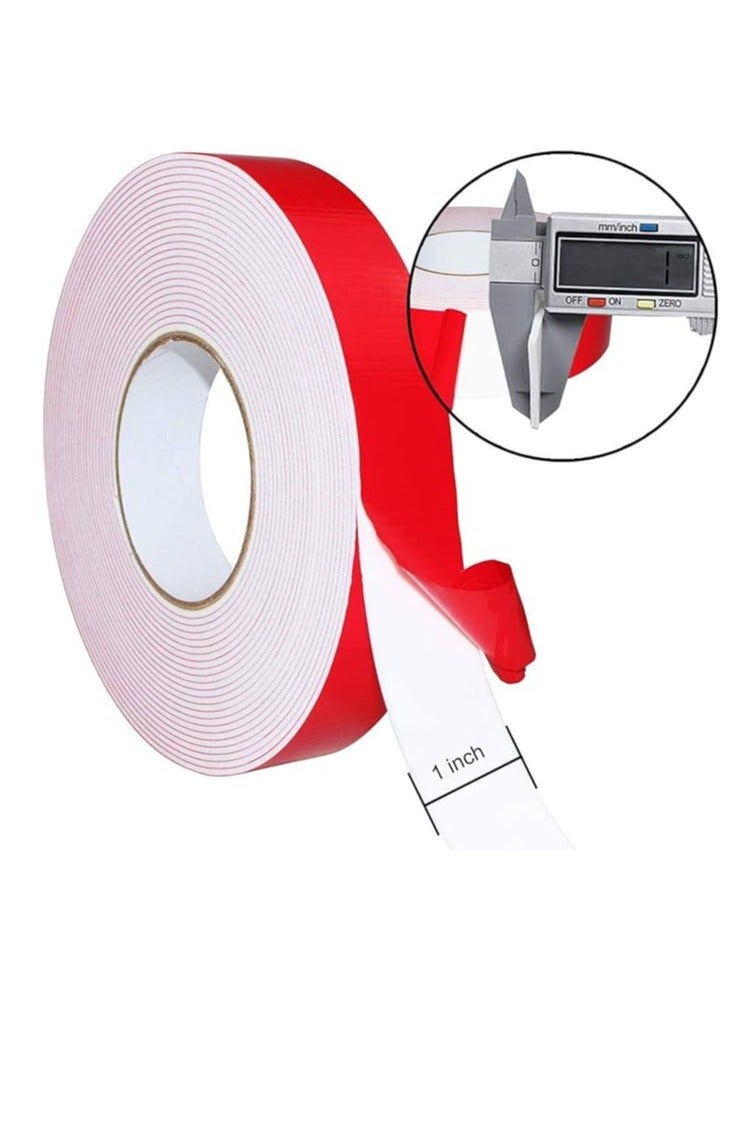 Midwest شريط لاصق رغوي مزدوج الجوانب، 1" × 5 ياردات، شريط لاصق قوي مقاوم للعوامل الجوية للاستخدام الداخلي والخارجي، للتثبيت في السيارات، الزينة والتشطيب، شريط تشطيب السيارة، ديكور المنزل، إطار الصور (أحمر) - Image 2