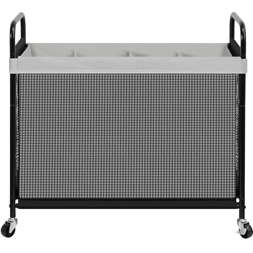 STO STO Laundry Hamper 4 Section, 140L Rolling Laundry Sorter Cart with Removable and Washable Liner Bag, Clothes Hamper with Wheels and Metal Handle for Laundry Room and Bedroom, Gray - Image 1