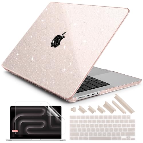 DONGKE Glitter Case for M5 MacBook Pro 14 inch M4 M3 M2 M1 2026 20242021 A3427 A3426 A3434 A3112 A3401 A3185 A2918 A2992 A2779 A2442 Pro Max Bling Plastic Hard Shell Cover Sparkly Starlight - Image 1