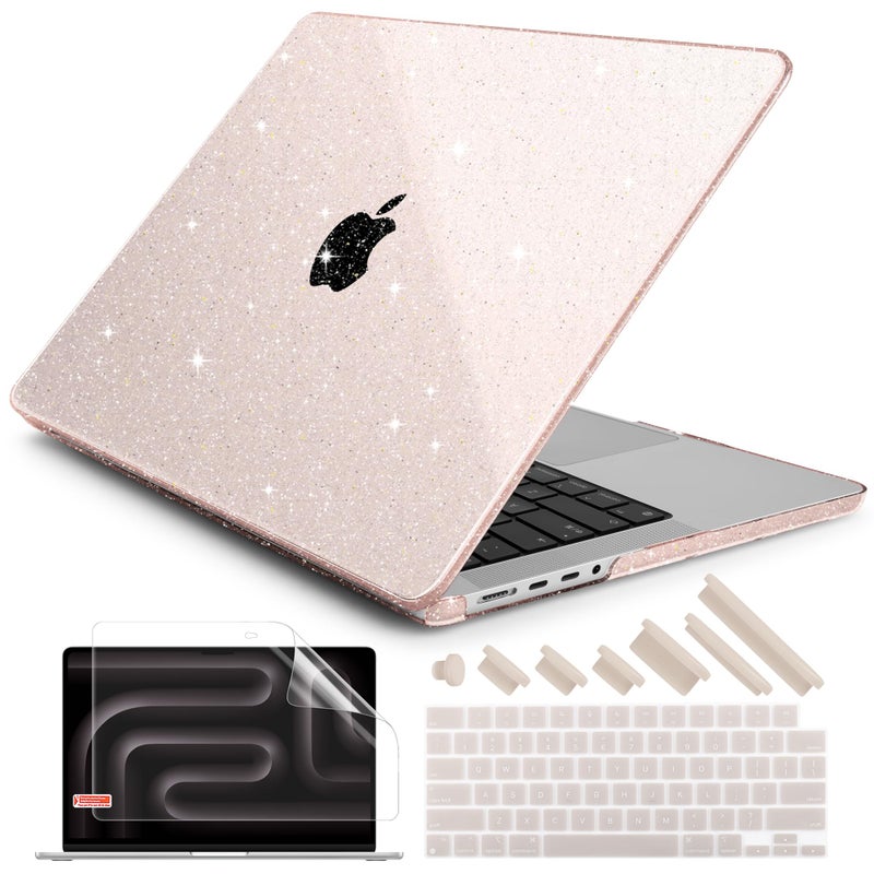 DONGKE Glitter Case for M5 MacBook Pro 14 inch M4 M3 M2 M1 2026 20242021 A3427 A3426 A3434 A3112 A3401 A3185 A2918 A2992 A2779 A2442 Pro Max Bling Plastic Hard Shell Cover Sparkly Starlight - Image 2