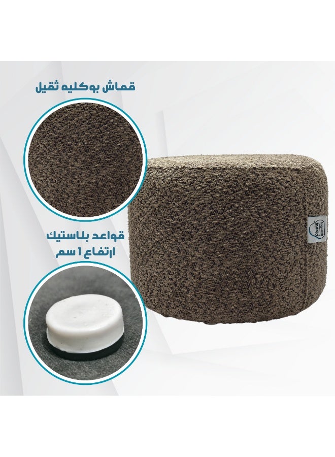 PixelsBeanBag Round Ottoman, Bouclé Fabric, for Living Room and Bedroom - Image 3