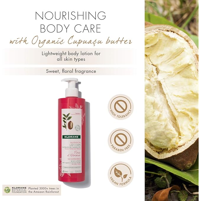 Klorane Hibiscus Flower Body Lotion with Organic Cupuacu Butter, Daily Moisturizing Emollient for All Skin Types, Non-Greasy, 2.5 oz. - Image 3