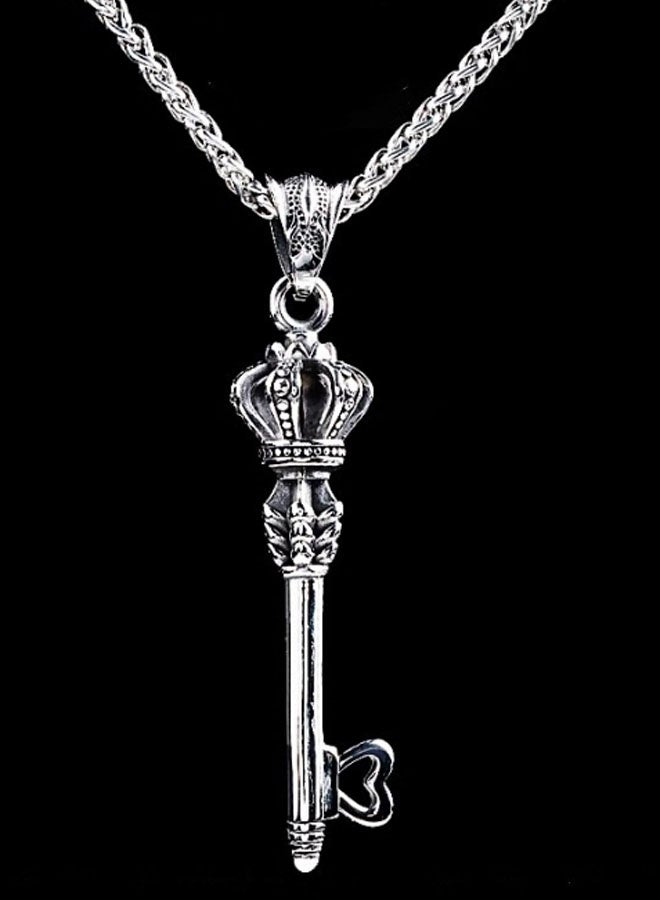 نيوترل مفتاح التاج - قلادة مجوهرات للرجال، شخصية متعددة الاستخدامات، أسلوب عصري، هيب هوب، شارع ريترو، أوروبي وأمريكية، إكسسوارات سلسلة مفاتيح السيارة للرجال والنساء (فضي عتيق) - Image 1