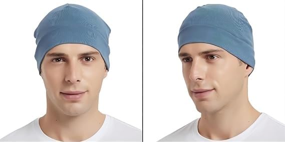 PAROPKAR 100% Cotton Lycra Skull Caps Lightweight Beanie Sleep Hats Breathable Helmet Liner Cap Cycling Hat Cap for Men and Women (Peach Turquoise Blue) - Image 4