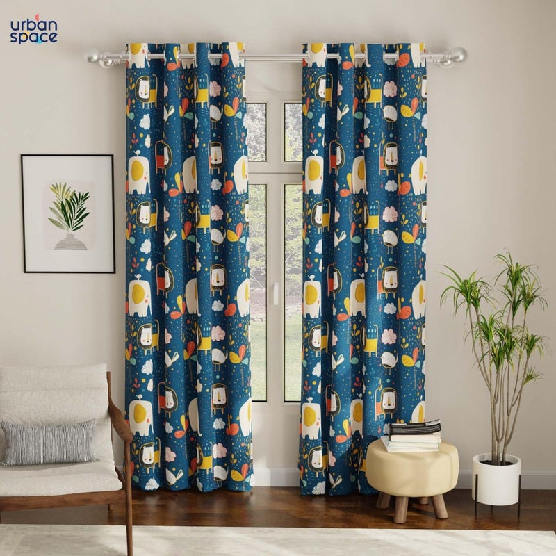 Urban Space Digital Printed Blackout Opaque Curtains For Door Bedroom 8085 Room Darkening Blackout Kids Curtains 1 Piece Curtain With Eyelets And Tieback Door 7 Ft X 4 Ft Lion King Blue - Image 2