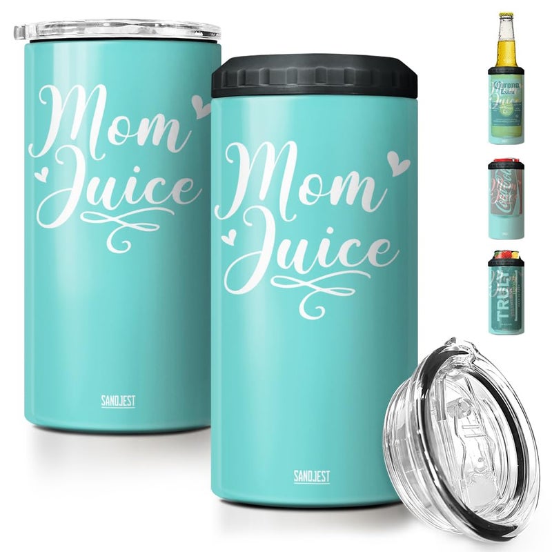 SANDJEST Mom Tumbler and Can Cooler - 4 in 1 Design Mom Juice Travel Mug Fits for Most 12oz Skinny Can Beer Bottles - Gifts for Mothers from Daughter  Son on Birthday  Mothers Day  Christmas - Image 1