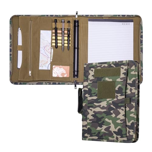 ‎KOSIBATE Kosibate Tactical Padfolio Portfolio Binder with Zipper and 25 Sheets of Letter Size PaperTactical Notebook Cover with Zippered for FoldersDetachable 3Ring BinderCamouflageA4135X 115Inch - Image 1
