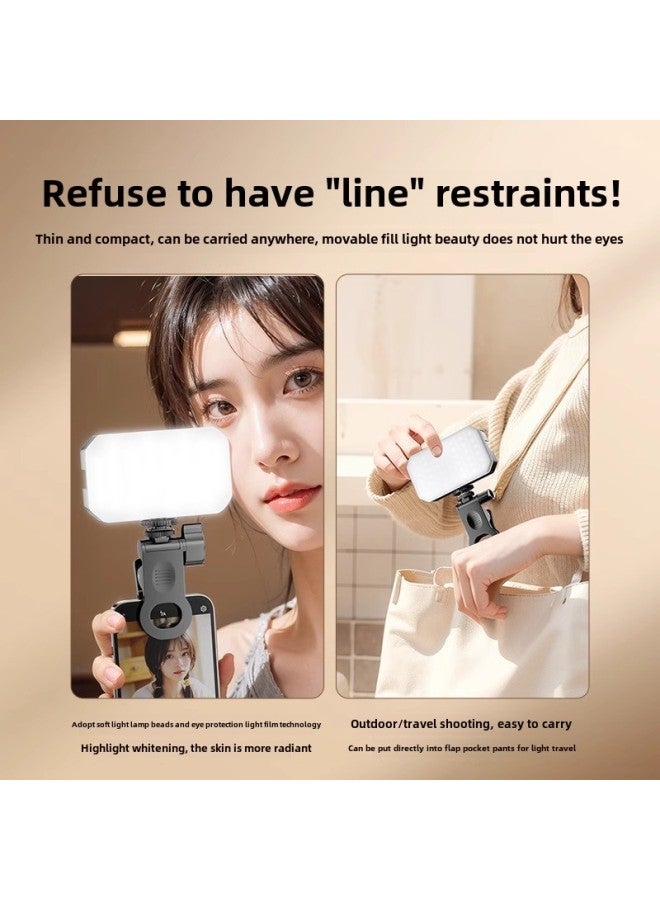 ضوء ملء صور الهاتف المحمول، ضوء التصوير المباشر المحمول، شبكة حمراء للتجميل الرقيق، ضوء جيب LED محمول باليد - المواصفات: إضاءة ثلاثية الألوان، نموذج قابل لإعادة الشحن】 ملء الضوء + مشبك الهاتف المحمول - Image 4