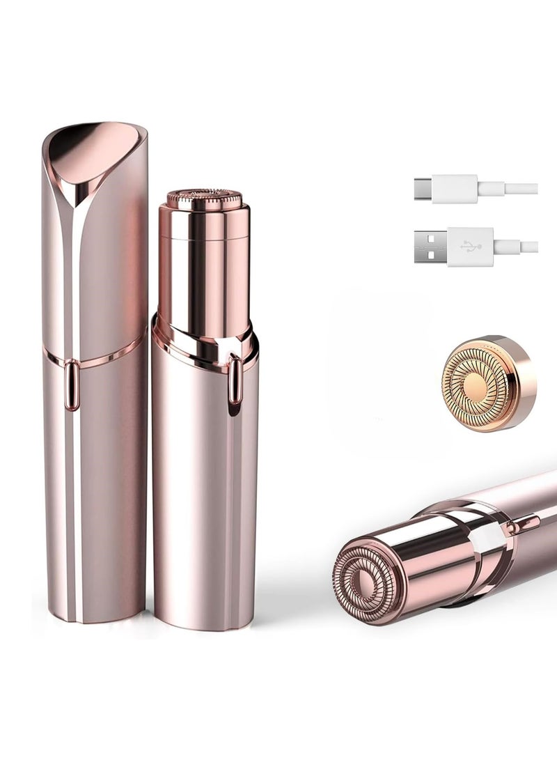 Facial Hair Remover for Women, USB Electric Eyebrow Shaver, Painless Trimmer for Body, Lips, Chin with LED Light & 1 Replacement Head - Image 1