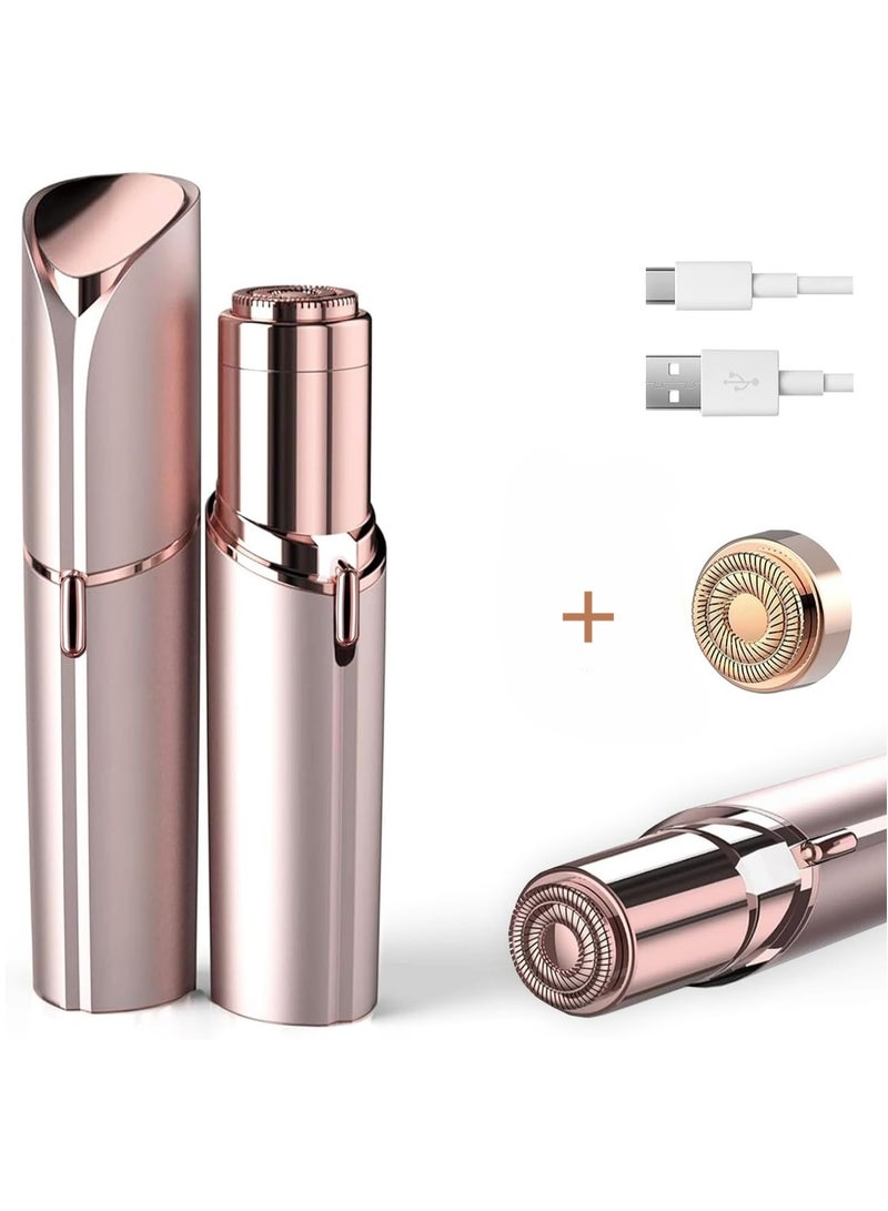 DOLOLO Facial Hair Removal for Women: Electric Face Razor with 1 x Replacement Heads & LED Light - Painless Rechargeable Mini Shaver for Face Lips Peach Fuzz Travel Use - Image 1