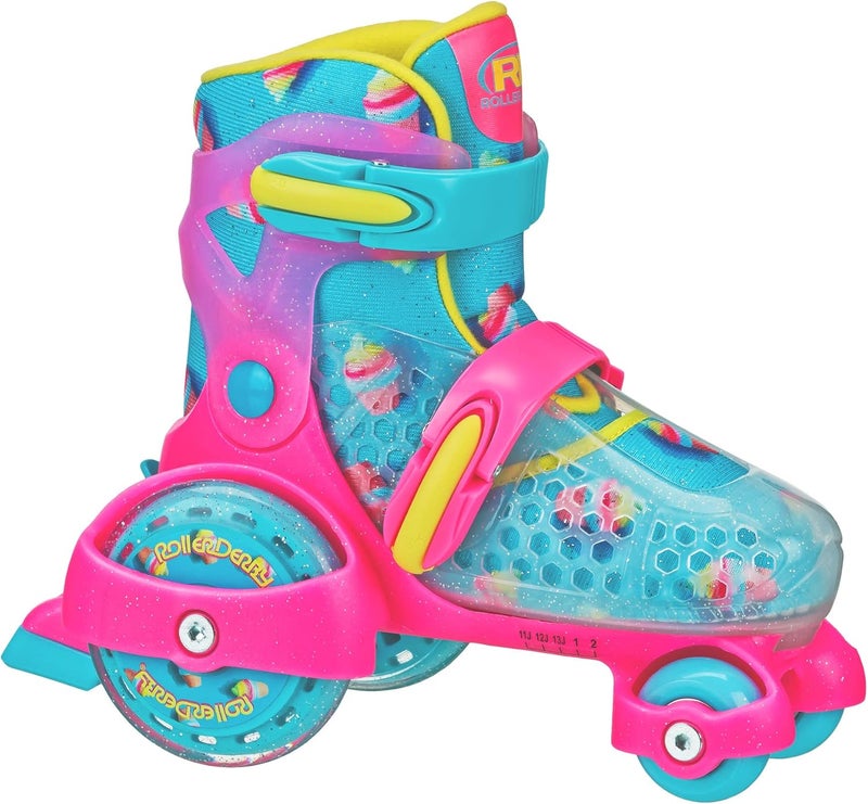 Roller Derby Fun Roll Beginner Roller Skates for Kids by Roller Derby - Adjustable Sizing, Ice Cream Color - Image 1