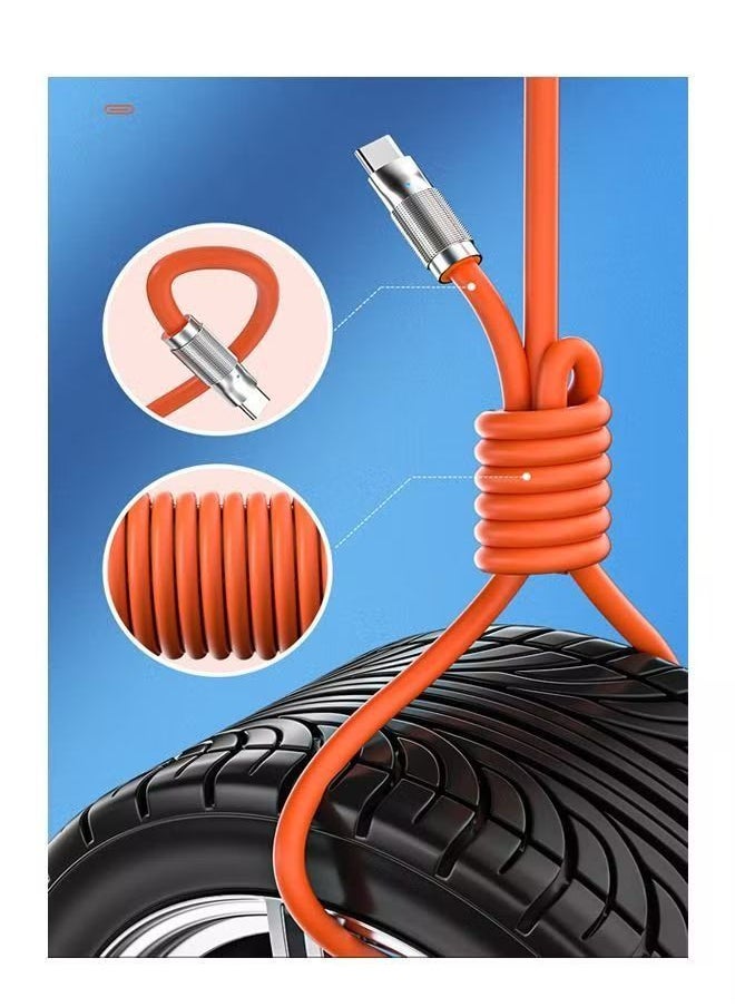 Generic - USB Type C Cable Charge Cord 1.5 Meter, 6A Fast Charging Type C Charger 120W，Zinc Alloy Interface Design，Ultra-Durable TPE Flexible Wire，Compatible Android Phone Orange - Image 1