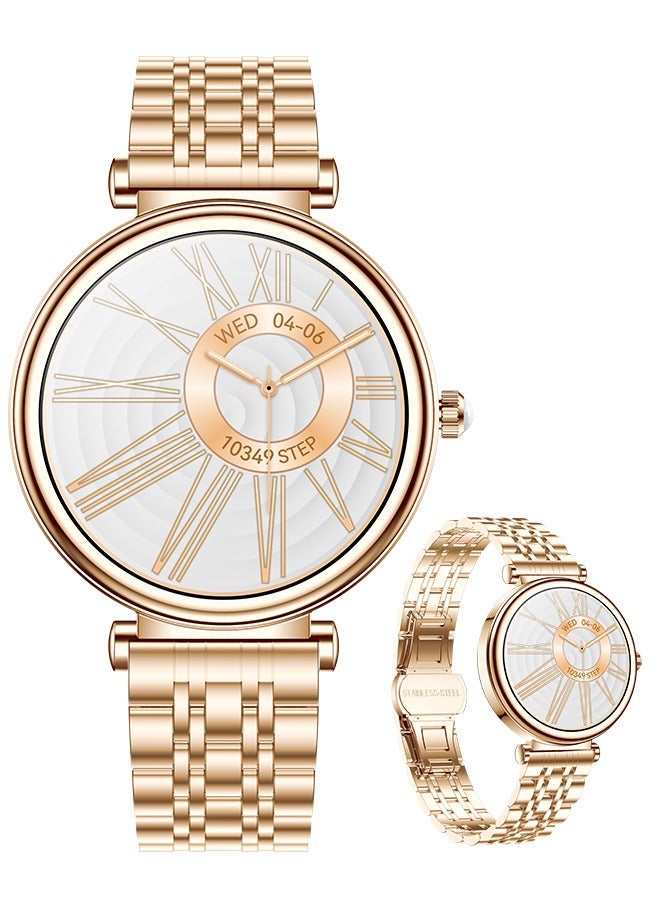 RollsTimi  Ladies Diamond SmartWatch, 1.27-Inch Ultra-High-Definition Screen, Universal For Android And iOS Systems, Waterproof, Sports And Fitness Monitoring Heart Rate And Sleep Monitoring, RT I109 Gold  - Image 1