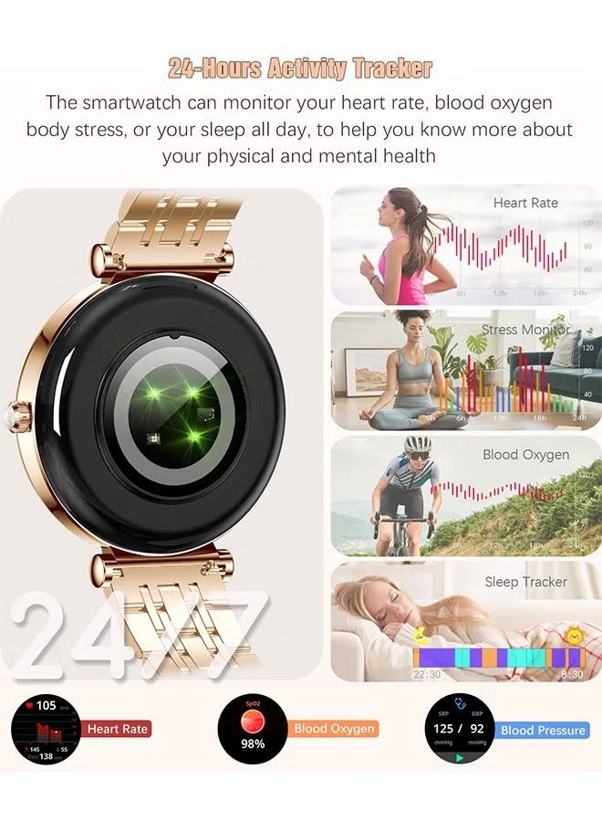 RollsTimi  Ladies Diamond SmartWatch, 1.27-Inch Ultra-High-Definition Screen, Universal For Android And iOS Systems, Waterproof, Sports And Fitness Monitoring Heart Rate And Sleep Monitoring, RT I109 Gold  - Image 2