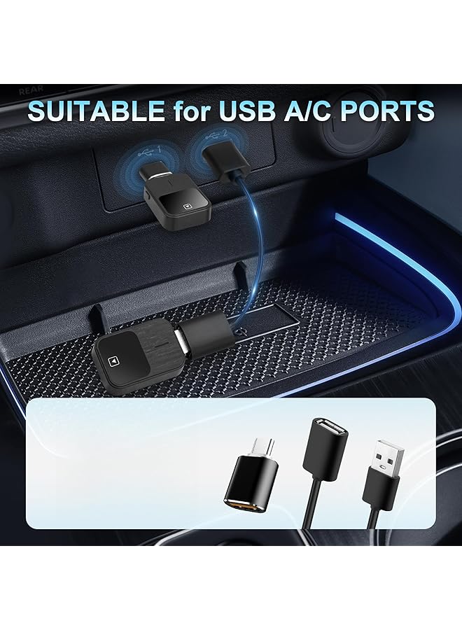 KASTWAVE 2-In-1 Wireless Carplay & Android Auto Adapter For Car Stereo, Plug And Play Wireless Dongle With Usb-A Extension & Usb-C Adapter, Fast Stable Connection, Auto Reconnect, Zero Delay - Image 3