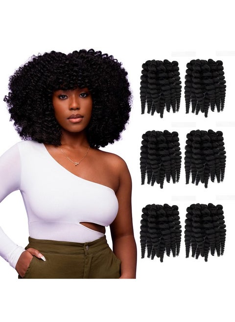 Flexi Rod Curls 6X Crochet Hair Extensions (3 Packs Of 2X Per Pack) Natural & Soft Texture Fluffy Wand Curl 14 Inch 1B