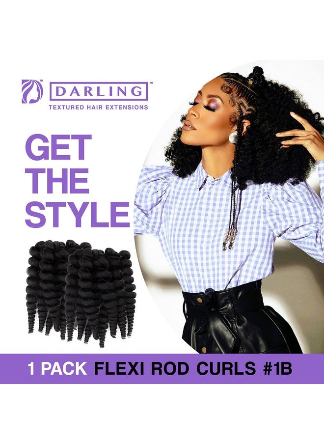 Flexi Rod Curls 6X Crochet Hair Extensions (3 Packs Of 2X Per Pack) Natural & Soft Texture Fluffy Wand Curl 14 Inch 1B
