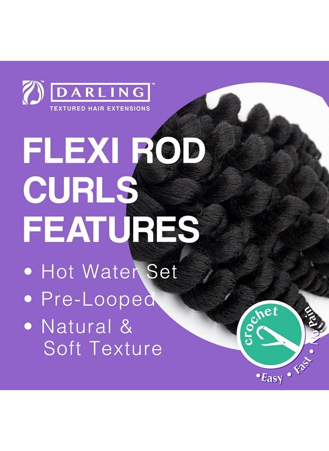Flexi Rod Curls 6X Crochet Hair Extensions (3 Packs Of 2X Per Pack) Natural & Soft Texture Fluffy Wand Curl 14 Inch 1B