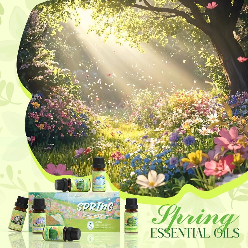 Soulorigin Spring Fragrance Oils Set, Essential Oil Gift Set for Diffuser, Spring Scent Diffuser Oil, Diffuser Scents Oil for Home,Freesia,Breeze,Fresh Green Willow,Fresh Cut Grass,Jasmine, After Rain - Image 5
