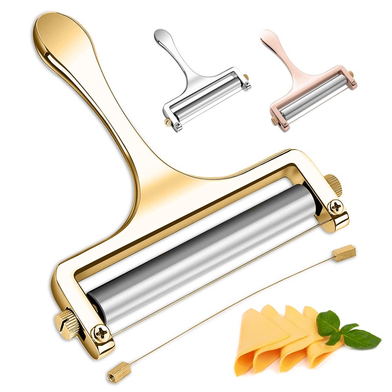 سلاكة الجبن من بيلمان المصنوعة من الفولاذ المقاوم للصدأ، قاطع جبن يدوي لجبن الشيدر، الجرويير، الراكليت، ومكعب جبن الموزاريلا، شافير جبن قابل للتعديل، سلاكة سميكة ورقيقة، ملفوف جبن، ذهبية