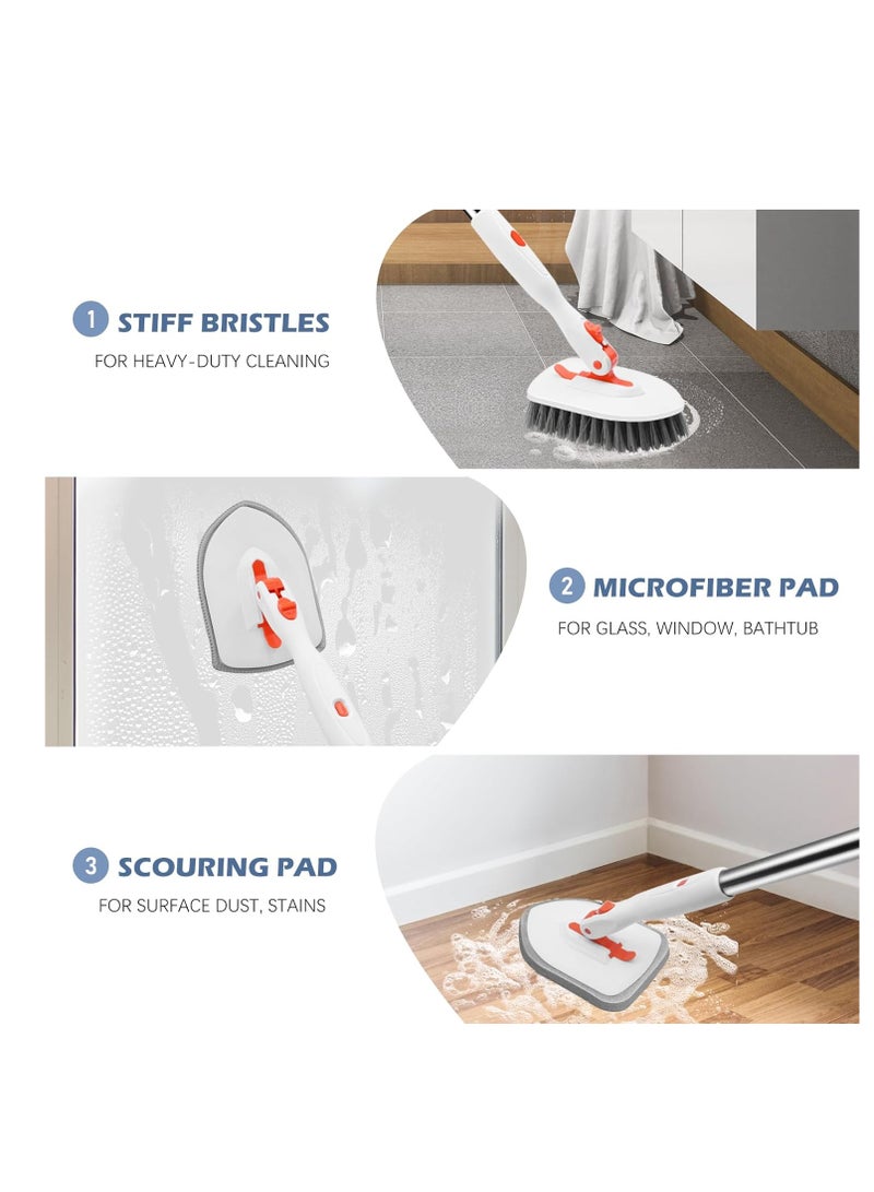 Arabest 4-in-1 Tile Tub Floor Scrubber with 52-inch Adjustable Long Handle Shower Cleaner Brush Comes with Window Scrubber and 3 Replacement Brush Heads for Cleaning Bathroom Kitchen Walls Tub Tile  - Image 5