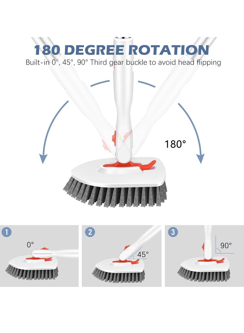 Arabest 4-in-1 Tile Tub Floor Scrubber with 52-inch Adjustable Long Handle Shower Cleaner Brush Comes with Window Scrubber and 3 Replacement Brush Heads for Cleaning Bathroom Kitchen Walls Tub Tile  - Image 2