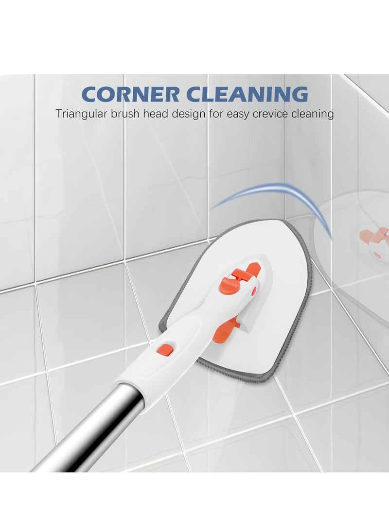 Arabest 4-in-1 Tile Tub Floor Scrubber with 52-inch Adjustable Long Handle Shower Cleaner Brush Comes with Window Scrubber and 3 Replacement Brush Heads for Cleaning Bathroom Kitchen Walls Tub Tile  - Image 4