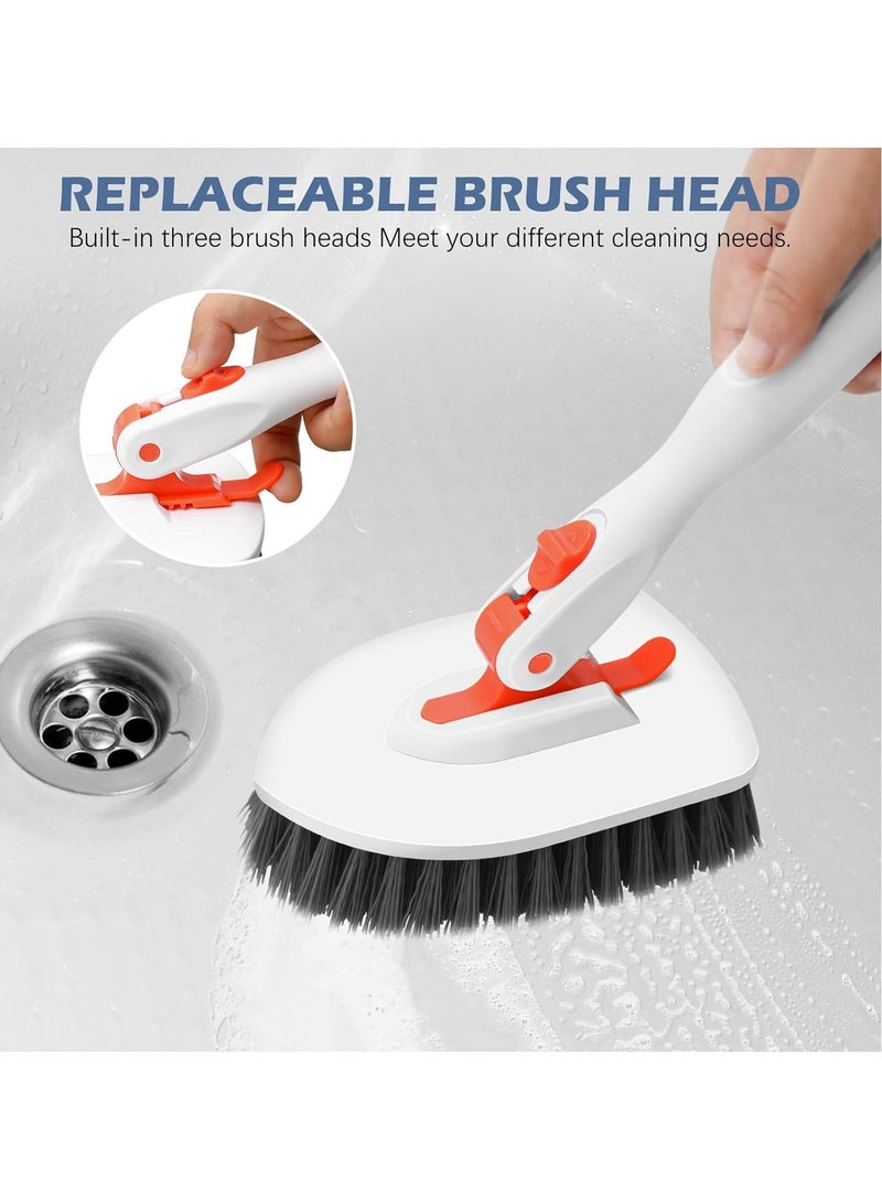 Arabest 4-in-1 Tile Tub Floor Scrubber with 52-inch Adjustable Long Handle Shower Cleaner Brush Comes with Window Scrubber and 3 Replacement Brush Heads for Cleaning Bathroom Kitchen Walls Tub Tile  - Image 3
