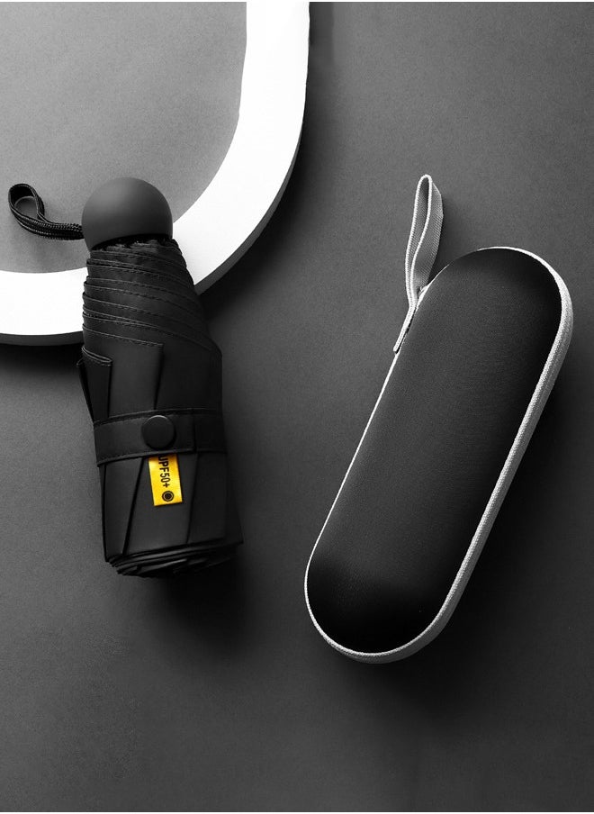 Haidue Small Folding Capsule Sunblock Umbrella, Black  - Image 1