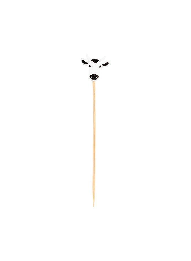 Restaurantware 3.9 x 0.8 Inch Party Toothpicks, 1000 Disposable Cocktail Skewers - Wooden Mini Cow Head Decoration, Sharp Tips, White Bamboo Decorative Cocktail Picks, Durable, Versatile, Durable  - Image 1