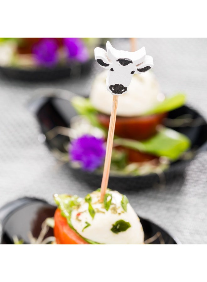 Restaurantware 3.9 x 0.8 Inch Party Toothpicks, 1000 Disposable Cocktail Skewers - Wooden Mini Cow Head Decoration, Sharp Tips, White Bamboo Decorative Cocktail Picks, Durable, Versatile, Durable  - Image 3