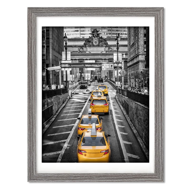 Finefrarm 12x16 Rustic Frames Solid Wood Display Pictures 11x14 with Mat or 12x16 Photo Without Mat Distressed Wooden Picture Frame Wall Art for Living Room Wall Mounting Gray
