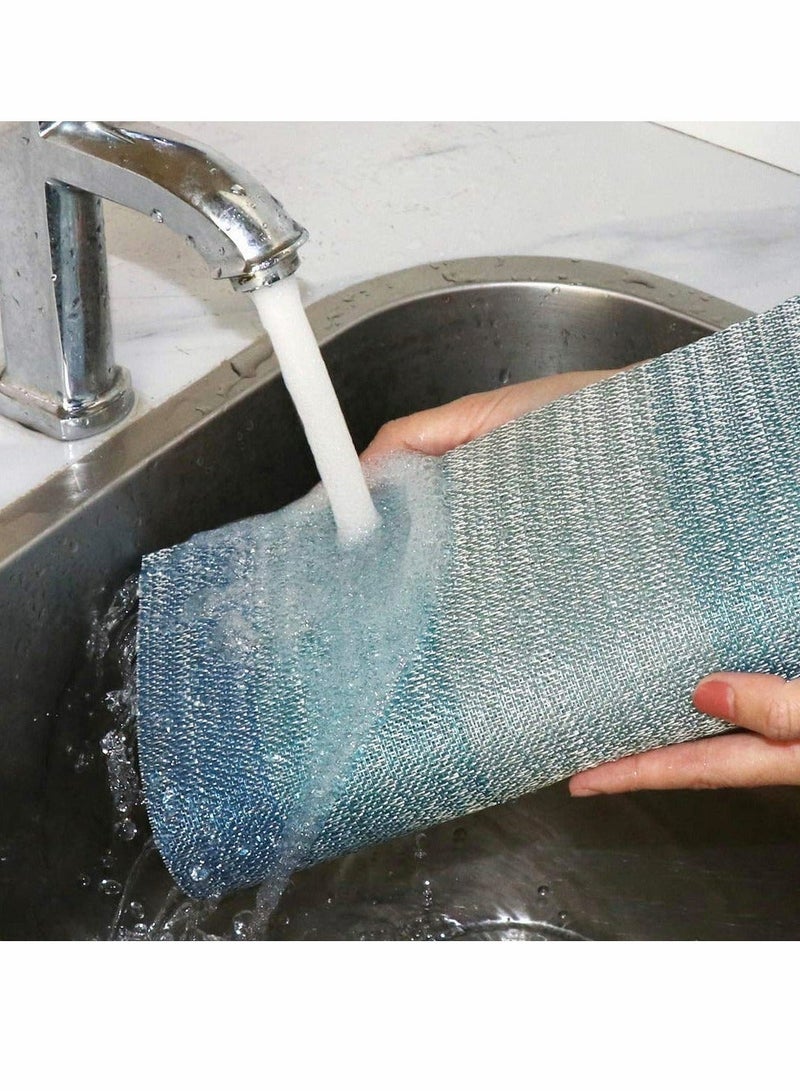 شو وو Home Pure Linen Placemats Chambray Teal Set of 6 Athena Natural Fabric Handcrafted Machine Washable Weave Non-Slip Kitchen Table Mats - Image 2