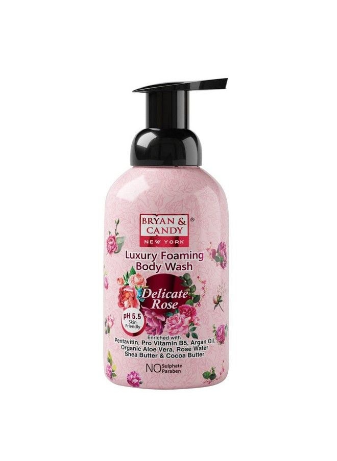 BRYAN & CANDY Delicate Rose Luxury Foaming Body Wash With Pentavitinpro Vit B5Argan Oilaloe Verarose Watercocoa Buttershea Butter Skin Friendly Ph 5.5 All Skin Types 400 Ml  - Image 2