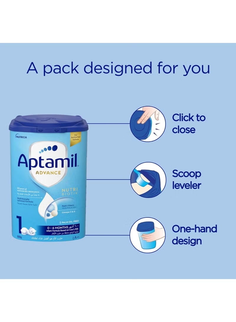 Nutricia Aptamil Advance 1 Infant Formula Milk From 0-6 Months, Easy To Use Pack 800gm - Image 5