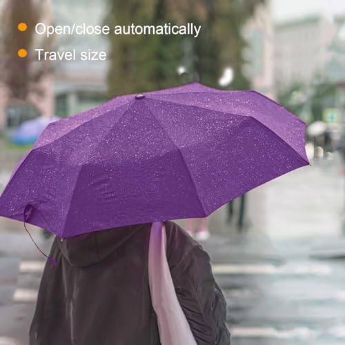 SIEPASA Windproof Travel Compact Umbrella-Automatic Umbrellas for Rain-Compact Folding Umbrella, Travel Umbrella Compact, Small Portable Windproof Umbrellas for Men Women Teenage. (Purple) - Image 3